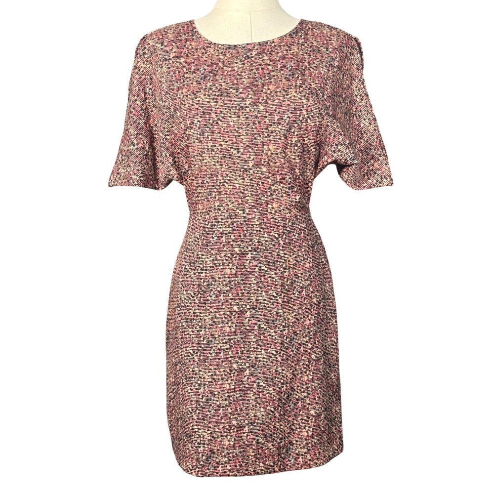 BCBGeneration Pink Abstract Dash Flutter Sleeve Cutout Back Mini Dress Size 0